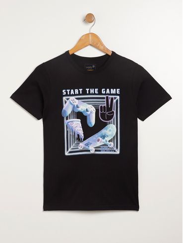 Camiseta Manga Curta Vels Juvenil Para Menino  - PRETO