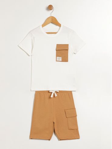 Conjunto Curto Kid+ Infantil Para Menino - OFF WHITE