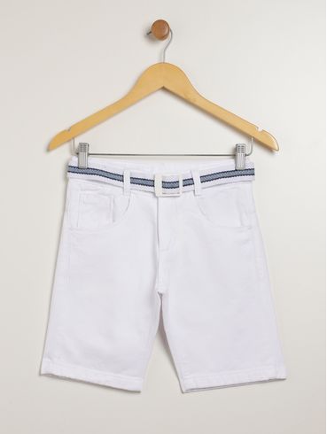 Bermuda Jeans Juvenil Para Menino - BRANCO