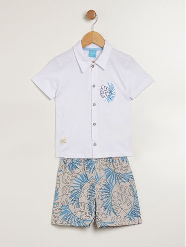 Conjunto Curto Infantil Para Menino - BRANCO