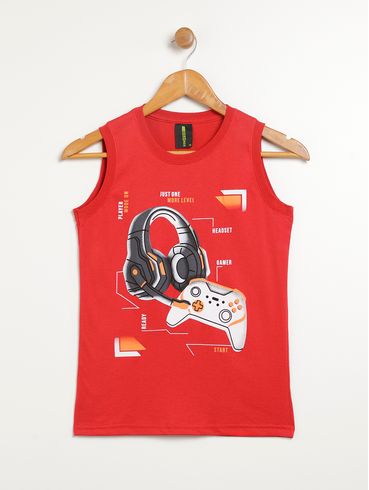 Camiseta Regata Juvenil Para Menino - VERMELHO