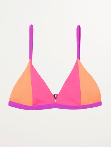 Top de Biquíni Triangular Feminino LARANJA/PINK/ROXO