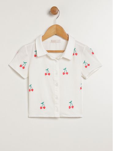 Camisa Manga Curta Kid+ Infantil Para Menina - OFF WHITE