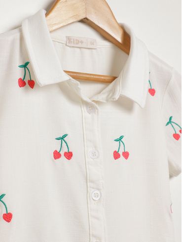 Camisa Manga Curta Kid+ Infantil Para Menina - OFF WHITE