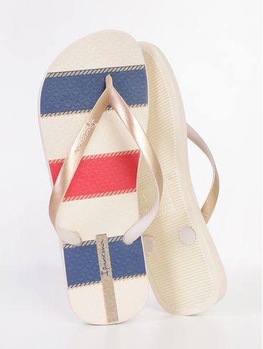 Chinelo Navy Ipanema Feminino BEGE/AZUL/DOURADO