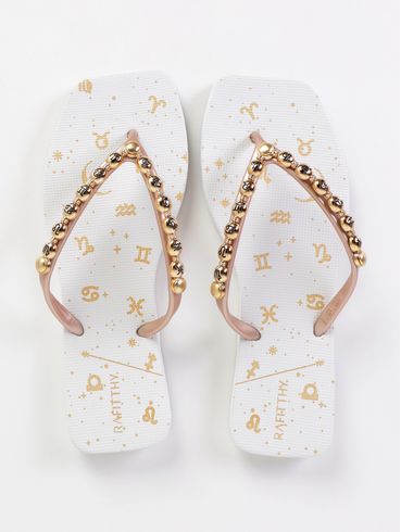 Chinelo Signos Rafitthy Feminino BRANCO/DOURADO