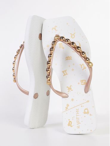 Chinelo Signos Rafitthy Feminino BRANCO/DOURADO