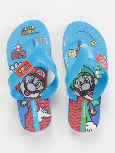 Chinelo Super Mario Ipanema Infantil Para Menino - AZUL CLARO/VERMELHO