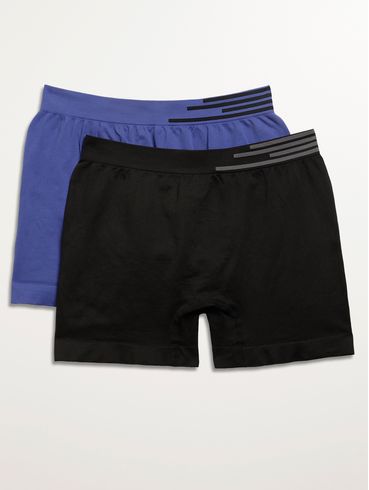 Kit com 02 Cuecas Boxer Sem Costura Lupo Masculina AZUL/PRETO