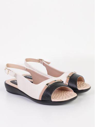 Sandália Camila Piccadilly Feminina OFF WHITE/PRETO