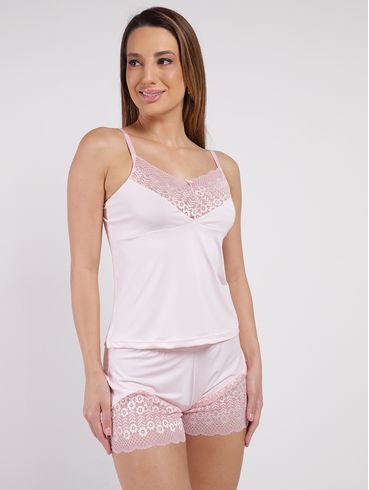 Short Dol Com Renda Feminino ROSA CLARO