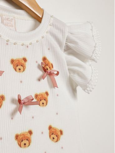 Body Canelado Infantil Para Menina - OFF WHITE