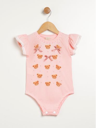 Body Canelado Infantil Para Menina - ROSA