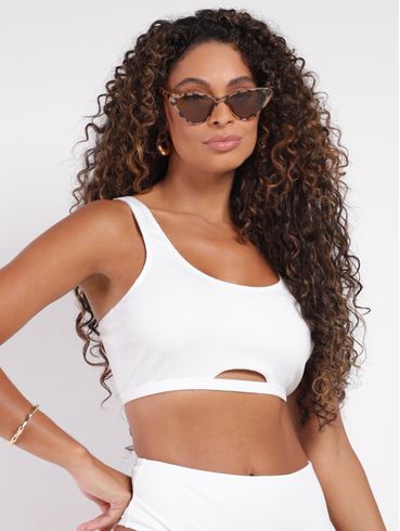 Biquíni Top Cropped com Bojo Feminino OFF WHITE