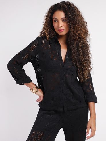 Camisa Manga Longa Eagle Rock Feminina PRETO