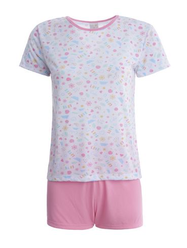 Pijama Curto Feminino BRANCO/ROSA