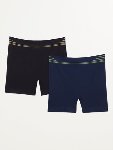 Kit com 02 Cuecas Boxer sem Costura Masculina PRETO/MARINHO