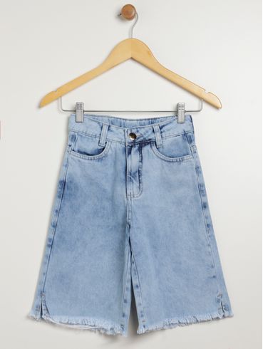 Jorts Jeans Juvenil Para Menina - AZUL CLARO