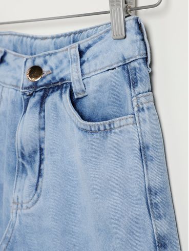 Jorts Jeans Juvenil Para Menina - AZUL CLARO