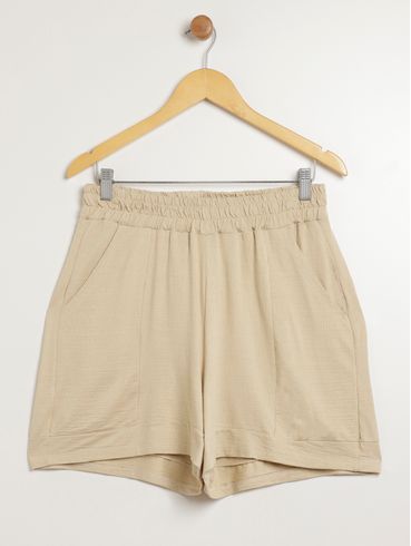 Short Malha Plus Size Feminino BEGE