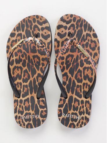 Chinelo Animal Print Rafitthy Feminino PRETO