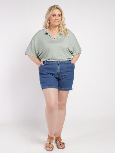 Short Jeans Sawary Plus Size Feminino AZUL