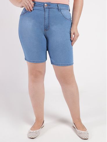 Bermuda Jeans Plus Size Feminino AZUL