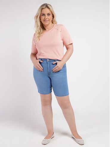 Bermuda Jeans Plus Size Feminino AZUL