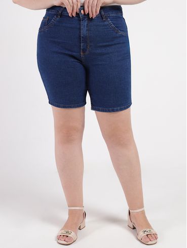 Bermuda Jeans Pisom Plus Size Feminina AZUL