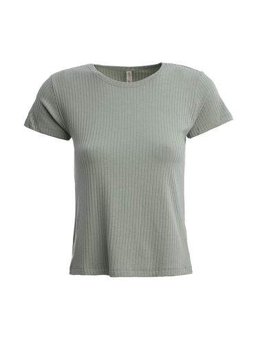 Blusa Manga Curta Canelada Feminina VERDE CLARO