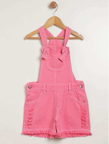 Jardineira Jeans Infantil Para Menina - ROSA