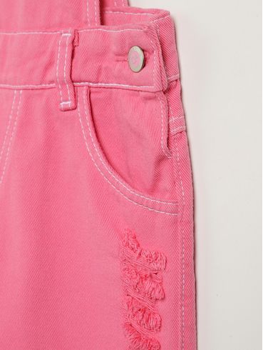 Jardineira Jeans Infantil Para Menina - ROSA