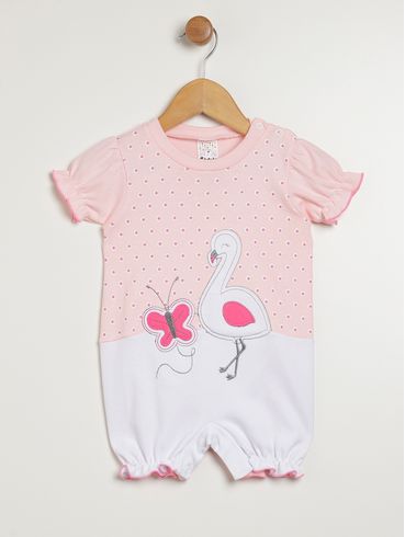 Macacão Infantil Para Bebê - ROSA/BRANCO