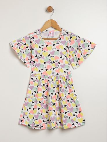 Vestido Canelado Infantil Para Menina - BRANCO