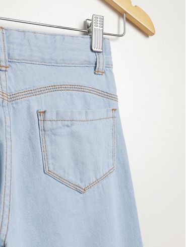 Calça Jeans Wide Leg Juvenil Para Menina - AZUL CLARO