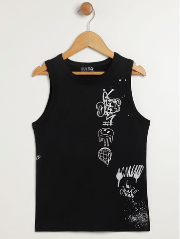 Camiseta Regata Infantil Para Menino - PRETO