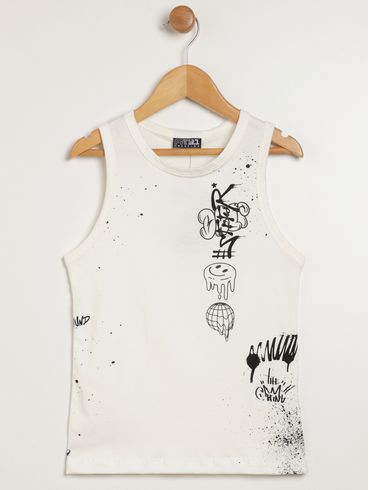 Camiseta Regata Infantil Para Menino - OFF WHITE