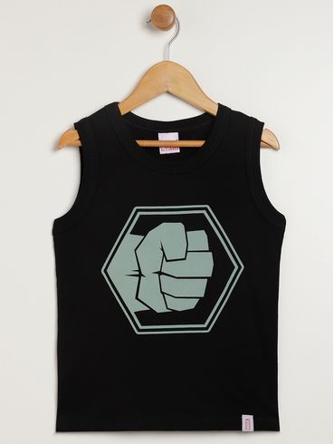 Camiseta Regata Marvel Infantil Para Menino - PRETO
