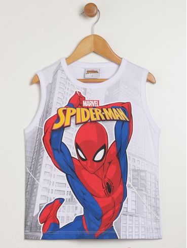 Camiseta Regata Spider Man Infantil Para Menino - BRANCO