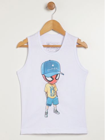 Camiseta Regata Infantil Para Menino - BRANCO