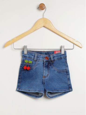 Short Jeans Infantil Para Menina - AZUL