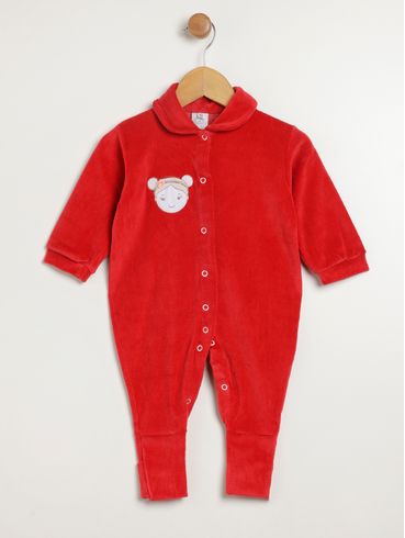 Macacão Plush Infantil Para Bebê - VERMELHO