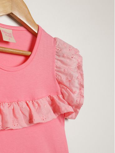 Blusa Manga Curta Infantil Para Menina - ROSA