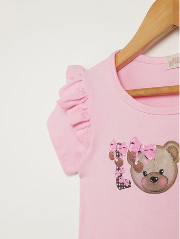Blusa Manga Curta Flik Infantil Para Menina - ROSA CLARO