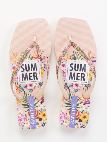 Chinelo Flowers Rafitthy Feminino NUDE