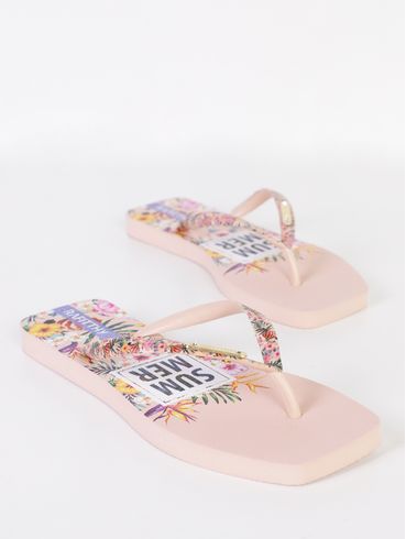 Chinelo Flowers Rafitthy Feminino NUDE