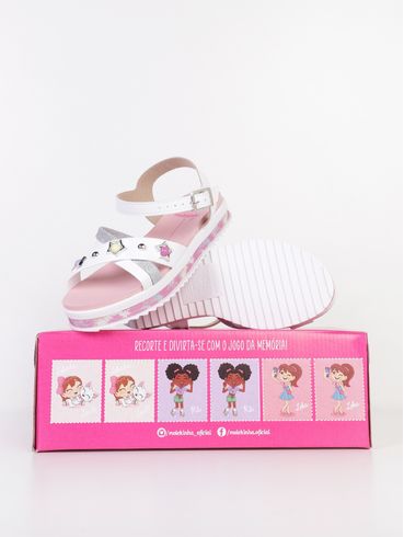 Sandália Glitter Molekinha Infantil Para Menina - BRANCO/ROSA/PRATA