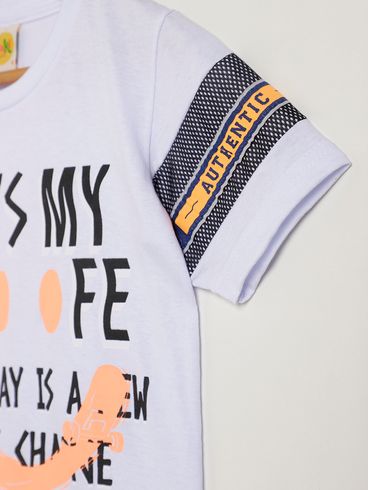 Camiseta Manga Curta Infantil Para Menino - BRANCO