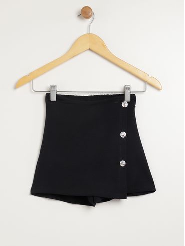 Short Saia Juvenil Para Menina - PRETO