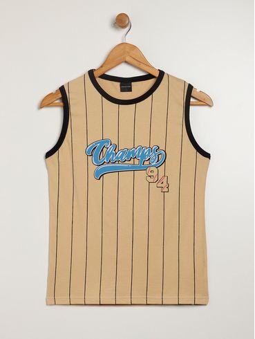 Camiseta Regata Juvenil Para Menino - BEGE